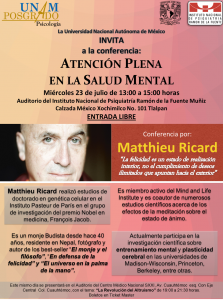 cartel 2 Ricard Conferencia Atención Plena en la Salud Mental